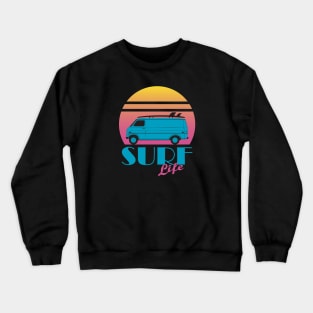 Surf Life, Retro 80s Illustration Crewneck Sweatshirt